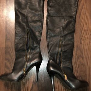 Black leather thigh high boots size 10